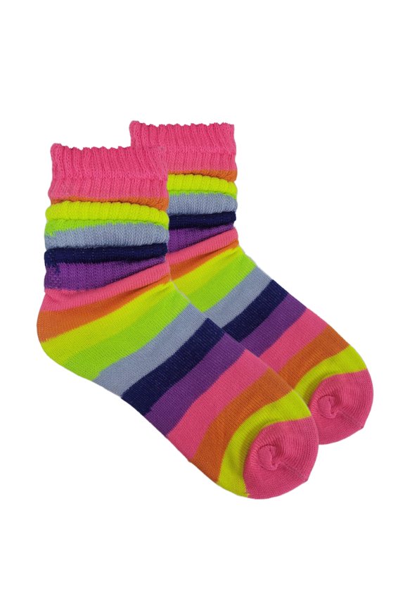 Neon Rainbow Slouch Socks (Adult Medium)