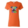 thumbnail image 1 of Neon Rainbow Trippy Cute Pitbull Dog Straight at You Dog Lover Womens Graphic T-Shirt, Orange, Medium, 1 of 3