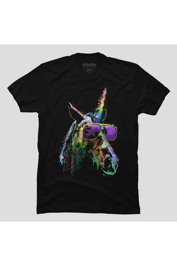 Neon Rainbow Unicorn 80s Vintage-Inspired Graphic H13956 T-Shirt, for Men and Women, Up to Size 5XL