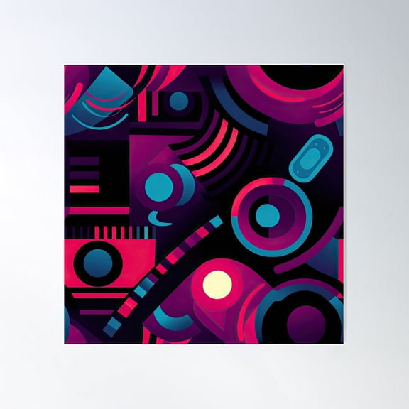 Neon Retro 80S Geometric Pattern Poster Wall Art, Modern Wall Decor For Living Room Bedroom, 24x24 UNFRAMED