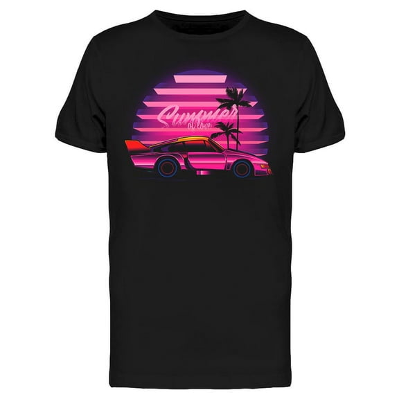 Neon Retro Car With Sunset T-Shirt Men -Image by Shutterstock, Male Large