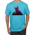 thumbnail image 1 of Neon Retro Rainbow DJ MC Hip Hop Cat | Mens Cat Lover Graphic T-Shirt, Light Turquoise, 2XL, 1 of 4