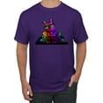 thumbnail image 1 of Neon Retro Rainbow DJ MC Hip Hop Cat | Mens Cat Lover Graphic T-Shirt, Purple, Medium, 1 of 4