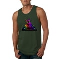 thumbnail image 1 of Neon Retro Rainbow DJ MC Hip Hop Cat | Mens Cat Lover Graphic Tank Top, Forest Green, 3XL, 1 of 4