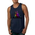 thumbnail image 1 of Neon Retro Rainbow DJ MC Hip Hop Cat | Mens Cat Lover Graphic Tank Top, Navy, Medium, 1 of 4