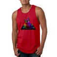 thumbnail image 1 of Neon Retro Rainbow DJ MC Hip Hop Cat | Mens Cat Lover Graphic Tank Top, Red, Small, 1 of 4