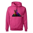 thumbnail image 1 of Neon Retro Rainbow DJ MC Hip Hop Cat | Mens Cat Lover Hooded Sweatshirt Graphic Hoodie, Fuschia, Small, 1 of 4