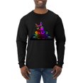thumbnail image 1 of Neon Retro Rainbow DJ MC Hip Hop Cat | Mens Cat Lover Long Sleeve T-Shirt, Black, Small, 1 of 1