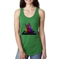 thumbnail image 1 of Neon Retro Rainbow DJ MC Hip Hop Cat | Womens Cat Lover Jersey Racerback Tank Top, Kelly, X-Large, 1 of 1