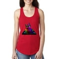 thumbnail image 1 of Neon Retro Rainbow DJ MC Hip Hop Cat | Womens Cat Lover Jersey Racerback Tank Top, Red, Large, 1 of 1
