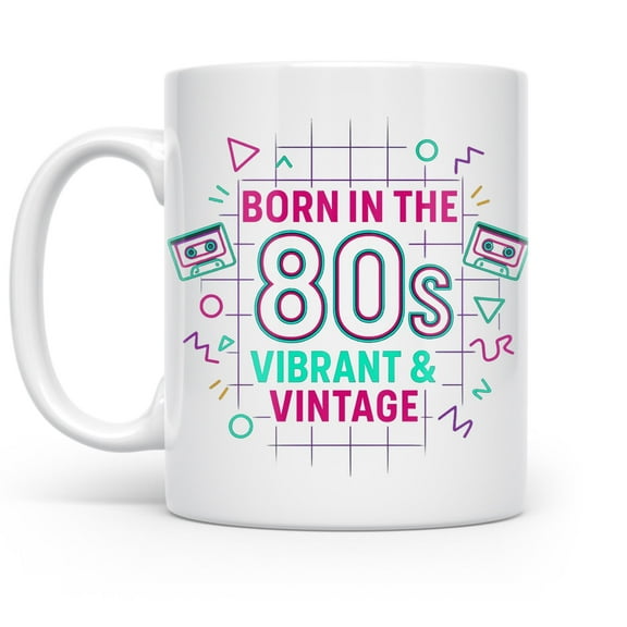 Neon Retro Revival 11 oz Coffee Mug - Vintage 80s Style White Ceramic Gift
