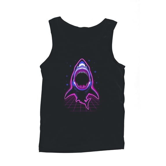 Neon Retro Shark Attack Men's Tank Top