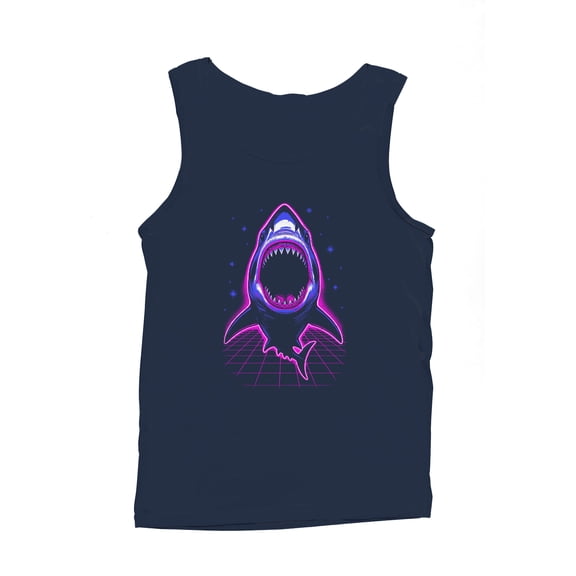 Neon Retro Shark Attack Men's Tank Top