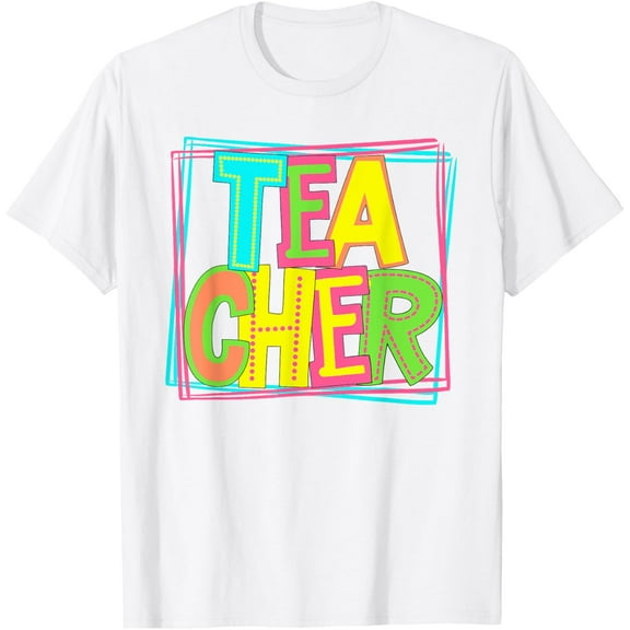 Neon Retro Teacher Cute Teacher Team New Teacher Back to Sch T-Shirt Tops Tee