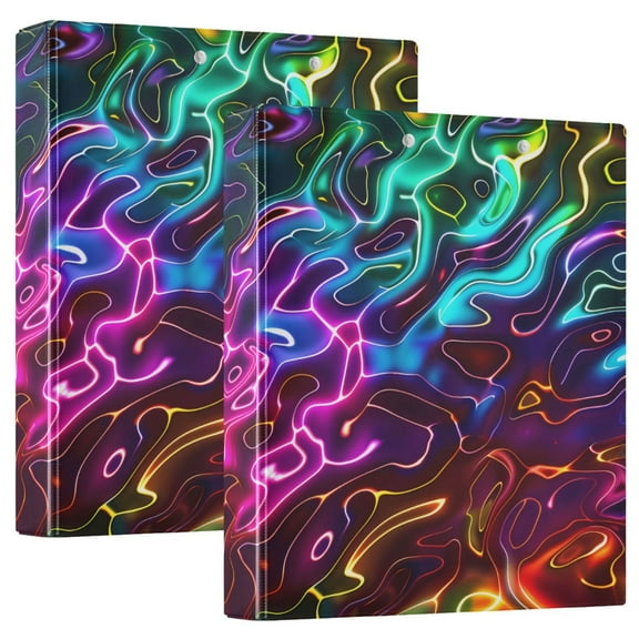 Neon Ripples Hardcover 3 Ring Binder 1.5” Round Rings Letter Size Paper Pockets for School Office Supplies