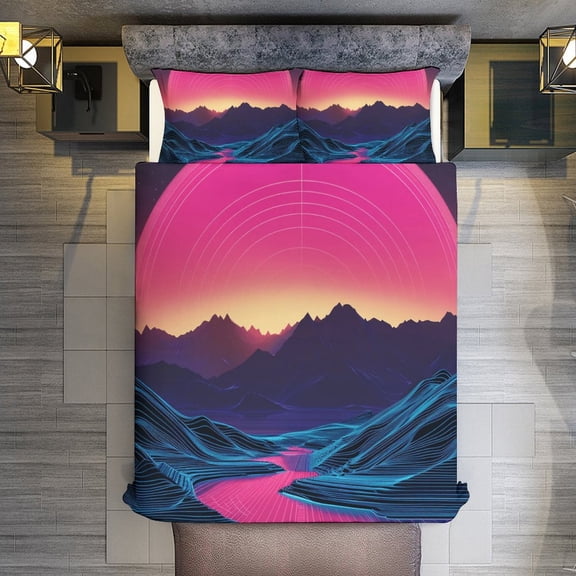 Neon River Velly Cyber Quilt Cover Set Fashionable Printed Bedding Covers with Pillowcase Home Textiles, Full (79"x91")