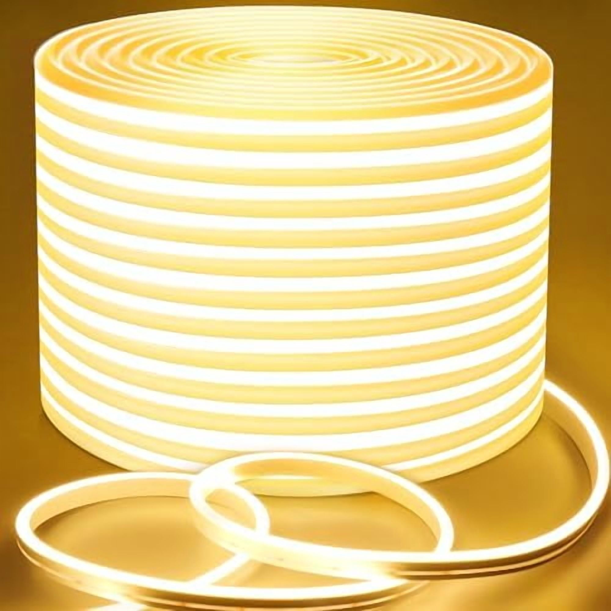 Neon Rope Light, 24V Warm White Dimmable Rope Lights, 65.6ft Waterproof ...