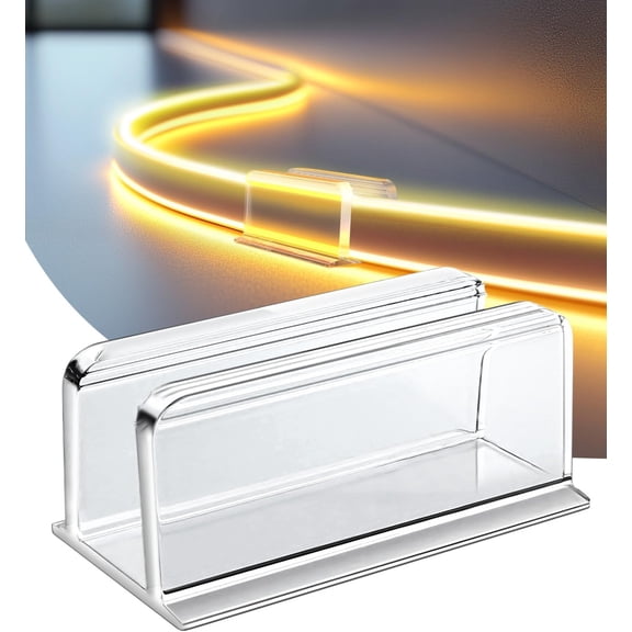 Neon Rope Light Clips Mounting - 24 Pcs Clear Waterproof LED Strip Clip Brackets - Adhesive Wall Mount Holder for Govee and Other Neon LED Lights Strips