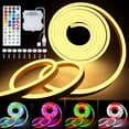 Tringa Color Rope Light Neon Rope Light with Battery Operated, RGB Warm White 10FT, Warm White ...