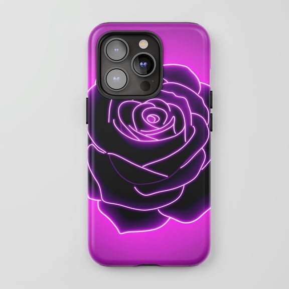 Neon Rose for All iPhone Series Tough Phone Case Neon Glow Purple