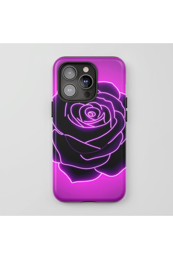 Neon Rose for All iPhone Series Tough Phone Case Neon Glow Purple