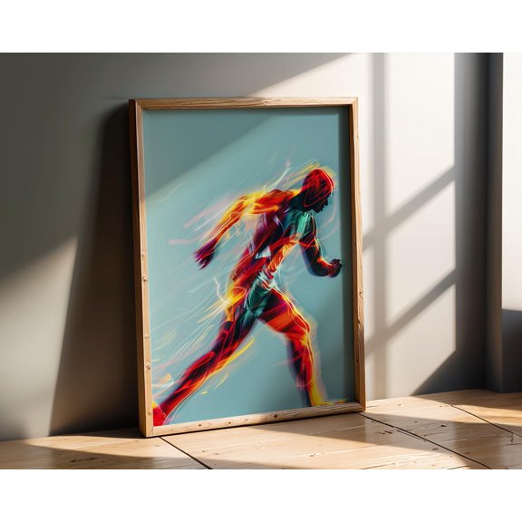 Neon Runner , Futuristic Sprinter Speed Poster , Poster Print Only
