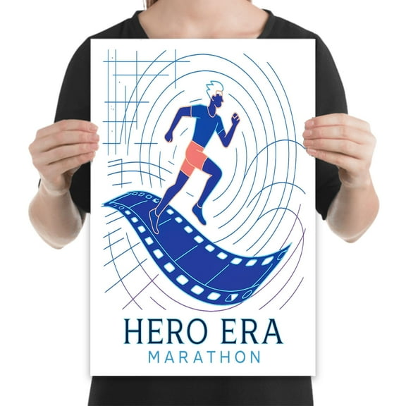 Neon Runner Marathon Retro, 13x19 inch poster for home theater and dorm room