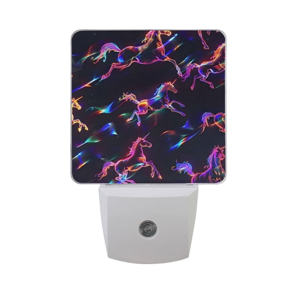 Neon Running Horses Night Light 2 Pack LED Nightlight Plug into Wall Dusk to Dawn Sensor Soft White