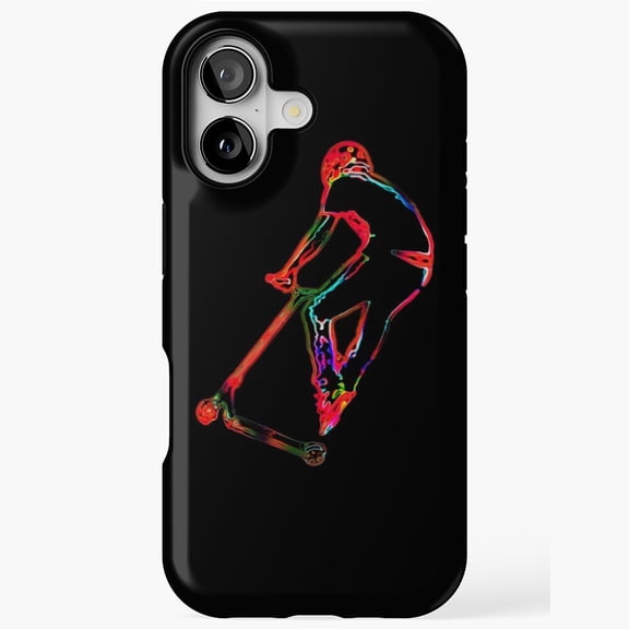Neon Scooter Rider Trick Art Action Phone Case 17 11 12 13 14 15 17 Pro Max