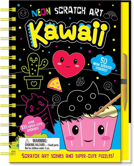 Neon Scratch Art Neon Scratch Art Kawaii, (Hardcover)
