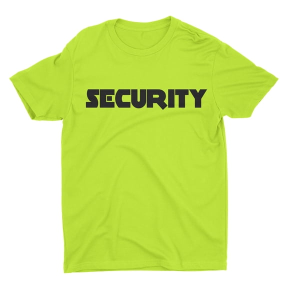 Neon Security T-Shirt Front & Back Print Mens Event Shirt Staff Tee Medium