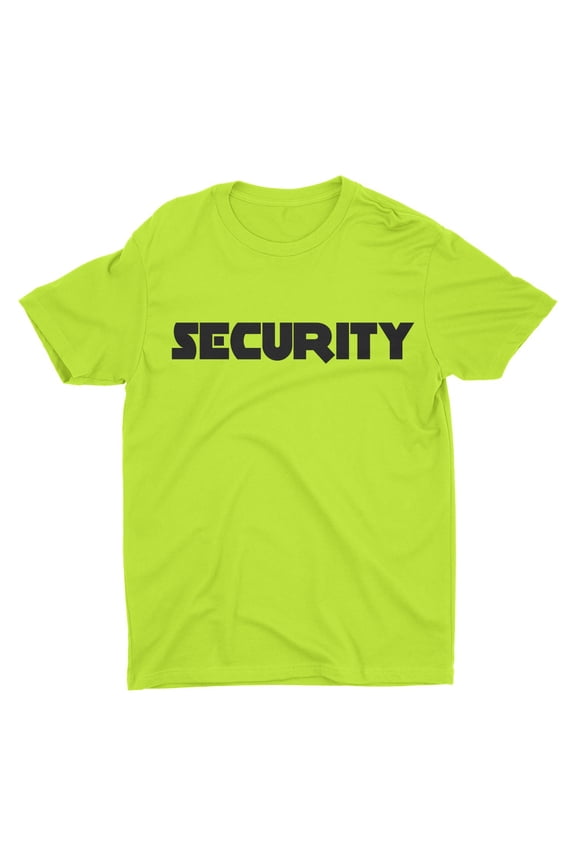 Neon Security T-Shirt Front & Back Print Mens Event Shirt Staff Tee Medium
