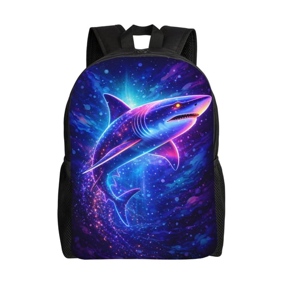 Neon Shark Galaxy Backpack Large Capacity Laptop Bag for Men and Women