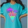 thumbnail image 1 of Neon Shirt Shirt Retro 80s Graphic Palm Tree Glow Bright Tee Gifts For Her Womens Shirt Trendy Beach Vacation Tee Gift Teen, 1 of 5