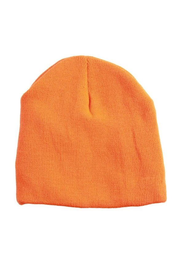 Neon Short Knit Beanie - Orange