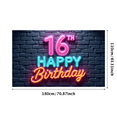 thumbnail image 1 of Neon Sign Happy Birthday Banner Colorful Design 16th Birthday Party Celebration Backdrop for Teen Party Night Decoration, 1 of 8