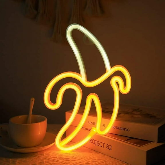 Neon Sign,LED Neon Signs for Bedroom Wall Decor,Neon Lights Signs Battery Operated or USB Powered Lamp Decorations for Home Decor Birthday Gift Banana