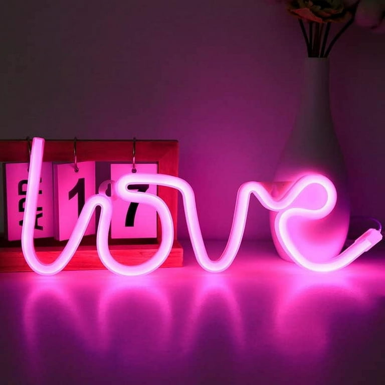 Neon Sign LED Neon Signs for Bedroom Wall Decor Neon Lights Signs Battery Operated or USB Powered Lamp Decorations for Home Decor Birthday Gift LOVE Walmart