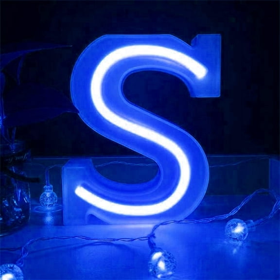 Neon Sign, Letter Neon Signs Neon Alphabet Light Light Up LED Letters Lights Light Up Marquee Letters Lights Battery USB Blue