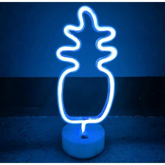 Neon Sign, Pineapple Neon Sign LED Neon Light Night Lamp USB Battery Powered Led (Blue)