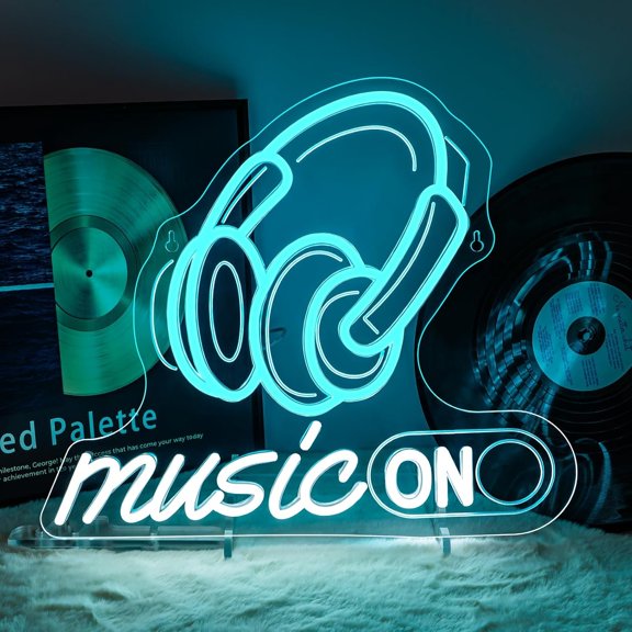 Neon Sign Rhythmic LED Wall Decor for DJ Studios, Rooms & Gamer Setups, USB- with Adjustable Brightness, Headphones Design