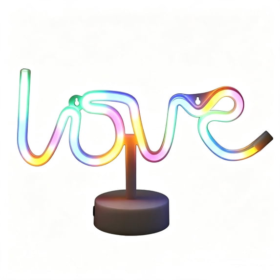 Neon Sign Table Lamp, USB Powered LED Neon Light with Base, Decorative Night Light for Bedroom Party Home Decor