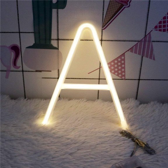 Neon Sign,Warm White LED Alphabet Light, Battery & USB Powered Hanging Marquee Letters for Bedroom, Bar, Wedding Decor & Gift (0)