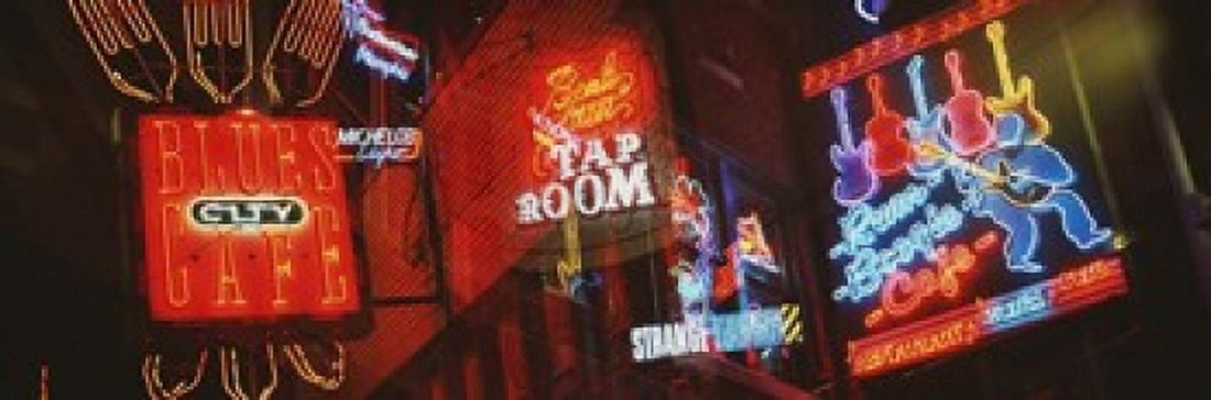 Neon Signs Beale Street Memphis Tennessee USA Canvas Art - Panoramic Images (18 x 6)