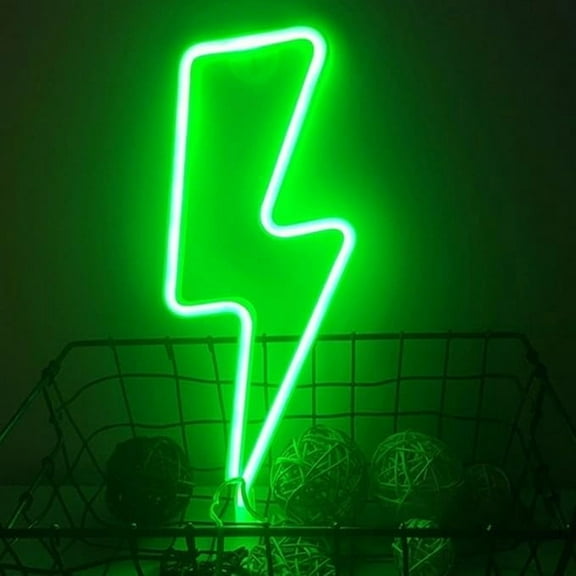 WE Neon Signs Lightning Bolt Neon Light Sign for Wall Decor, Battery or USB Powered Led Lightning Light Neon Sign for Bedroom, Kids Room, Birthday, Party