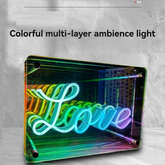 Neon Signs Lights 3D LED Table Lamp Colorful Thousand Layer Mirror Atmosphere Lighting for ESport Birthday Decoration