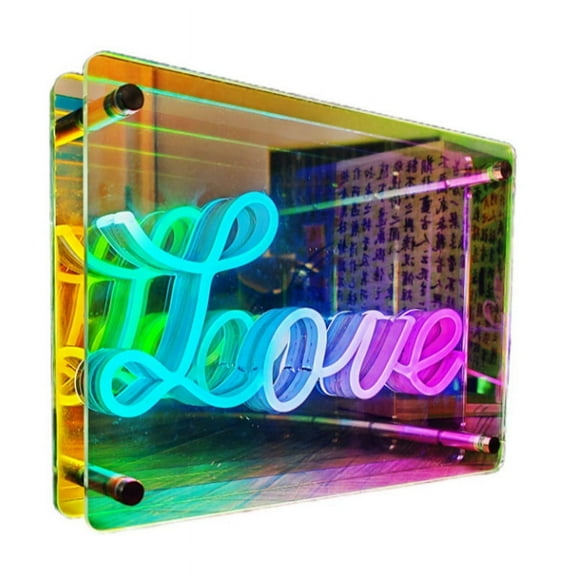 Neon Signs Lights 3D LED Table Lamp Colorful Thousand Layer Mirror Atmosphere Lighting for ESport Birthday Decoration