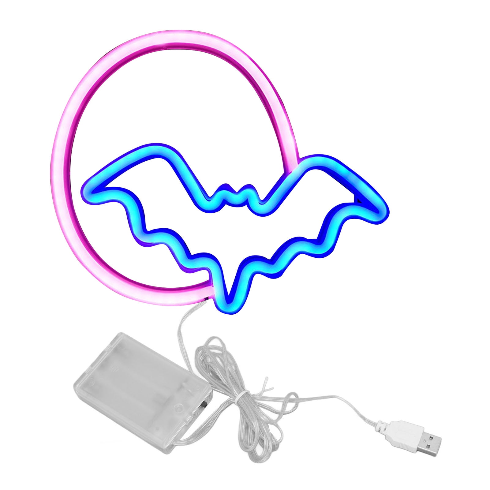 Neon signs moon and bat led neon lights usb battery powered for wall