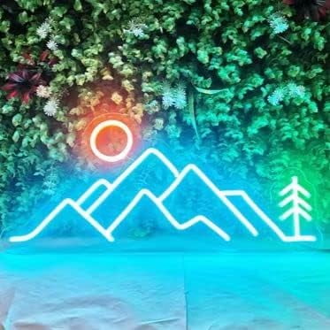Neon Signs Mountains Neon Sign Custom Led Sign Sunset Neon Sign Light Games Room Lights Wall Decor Game Room Neon Signs for Bedroom Decor Size:50cm