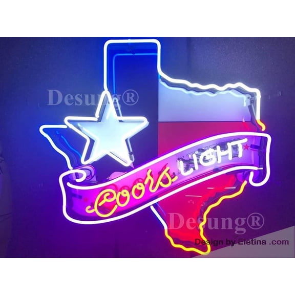Neon Signs for Wall Decor 15x17inch Coor Lights Texas Lone Stars Sign Light Hd Vivid Printing Technology Man Cave Beer Bar Pub Handmade Real Led Tube Lamp Nt08 Neon Tubing